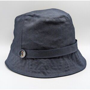 Talbots Navy Blue Bucket Hat OSFM Cotton Blend Travel Summer Sun Cap Button Prep